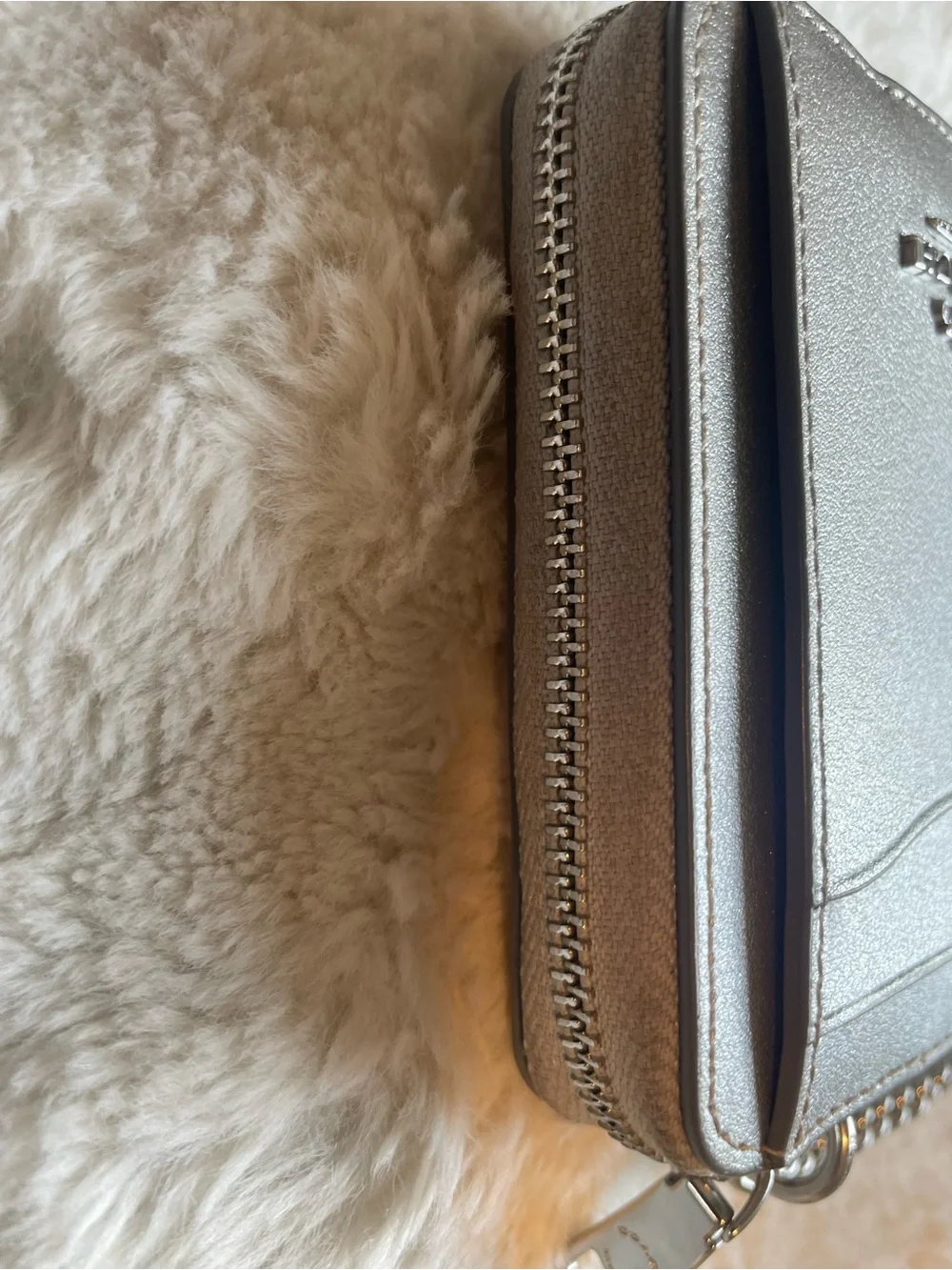 Coach Metallic Silver Zip Wallet